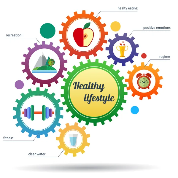 Современный набор инфографики и изображений здоровый образ жизни — стоковый вектор