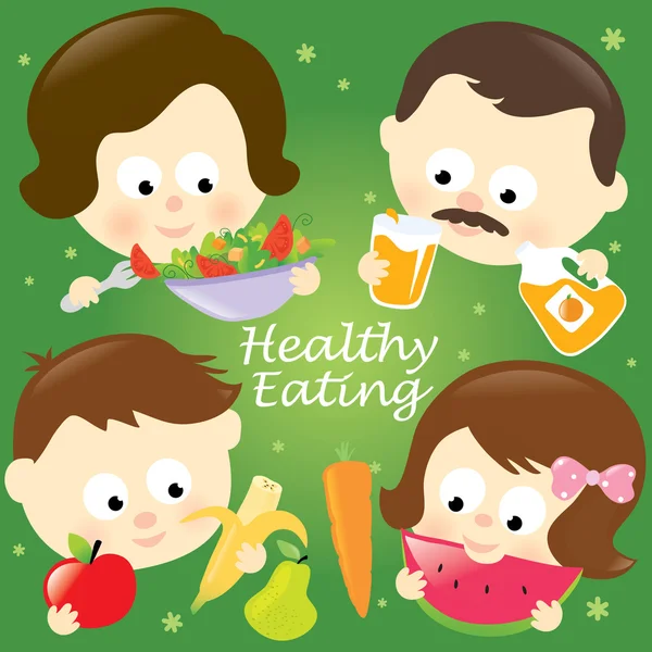 Здоровая пищевая семья — стоковый вектор